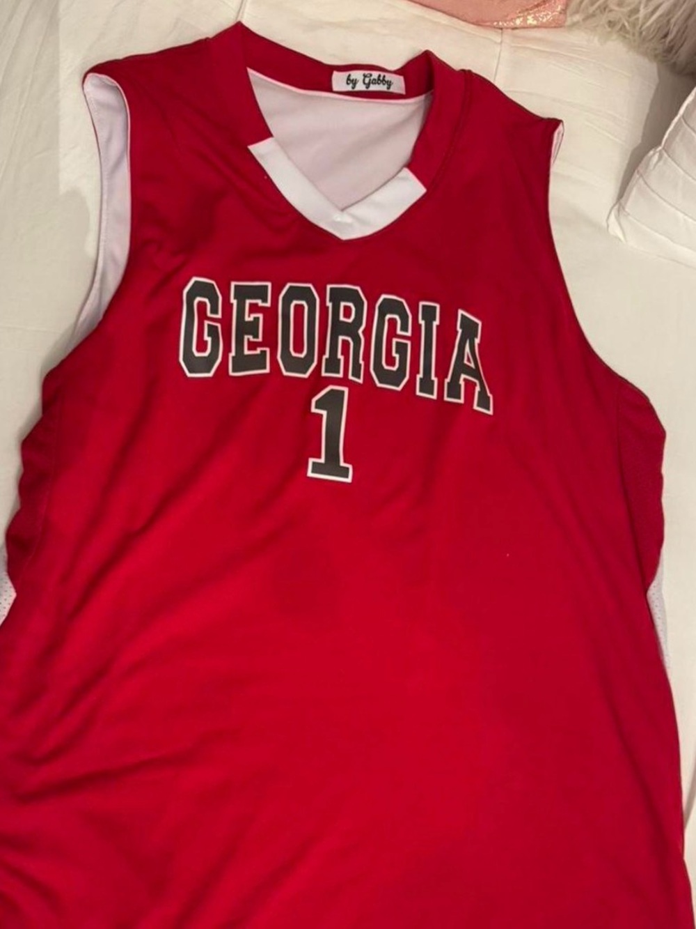 Georgia Red Sleeveless Basketball Jersey by Gildby